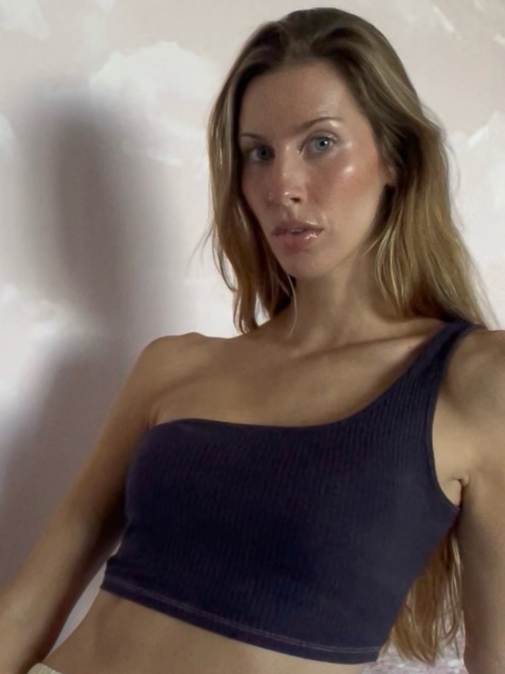 One Shoulder Purple Crop Top Cami